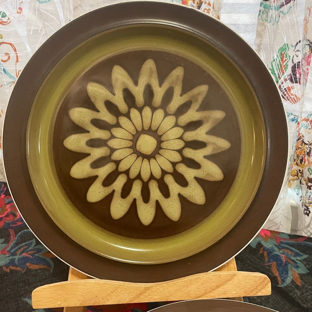 Set of 5 vintage stoneware dinner plates - Picture 2 of 4